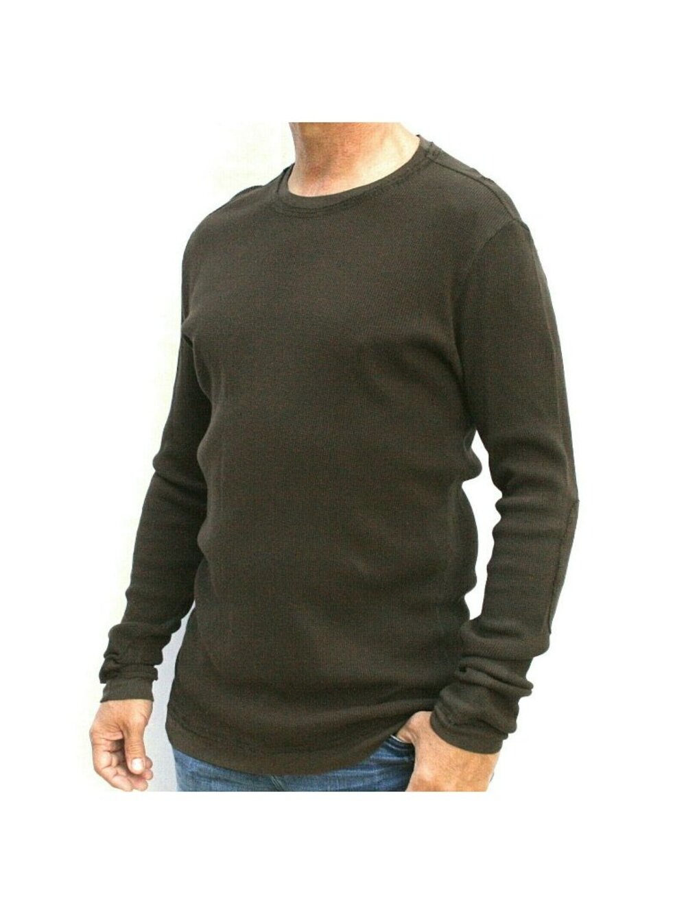 Xcvi Shirt Mens Size Small Brown Thermal Waffle Knit Long sleeve Soft Nwot